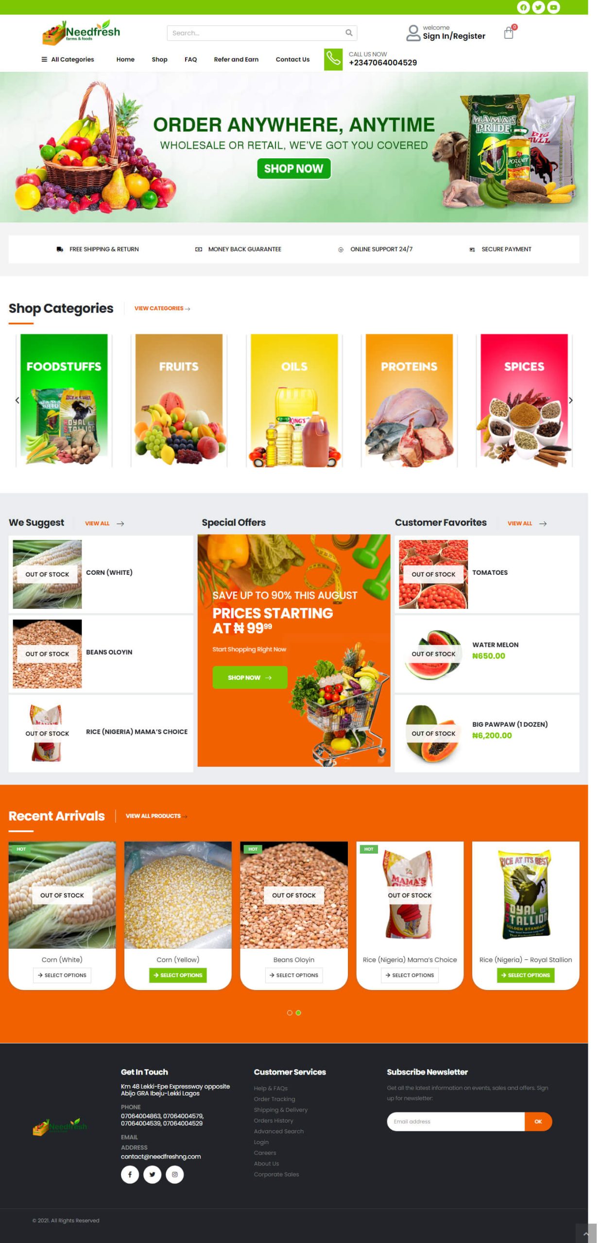 Needfresh Foods and Farms project work portfolio project